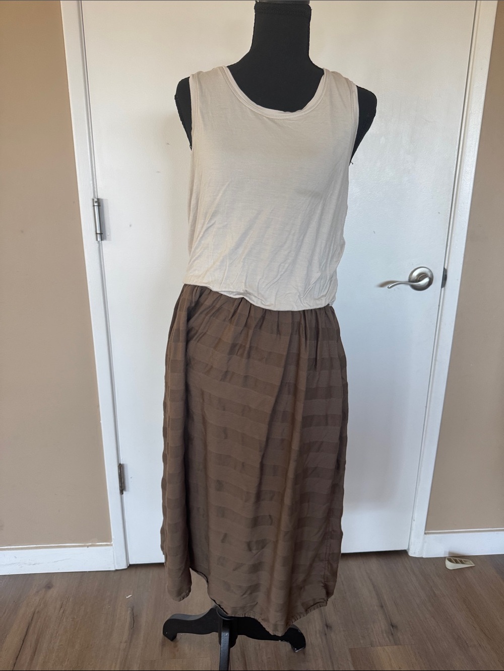 Prana Brown Striped Midi Skirt